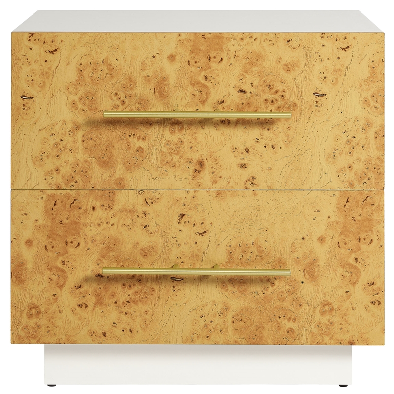 Pemberly Row Set of 2 2-Drawer Nightstands in White Bleached Burl