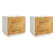 Pemberly Row Set of 2 2-Drawer Nightstands in White Bleached Burl