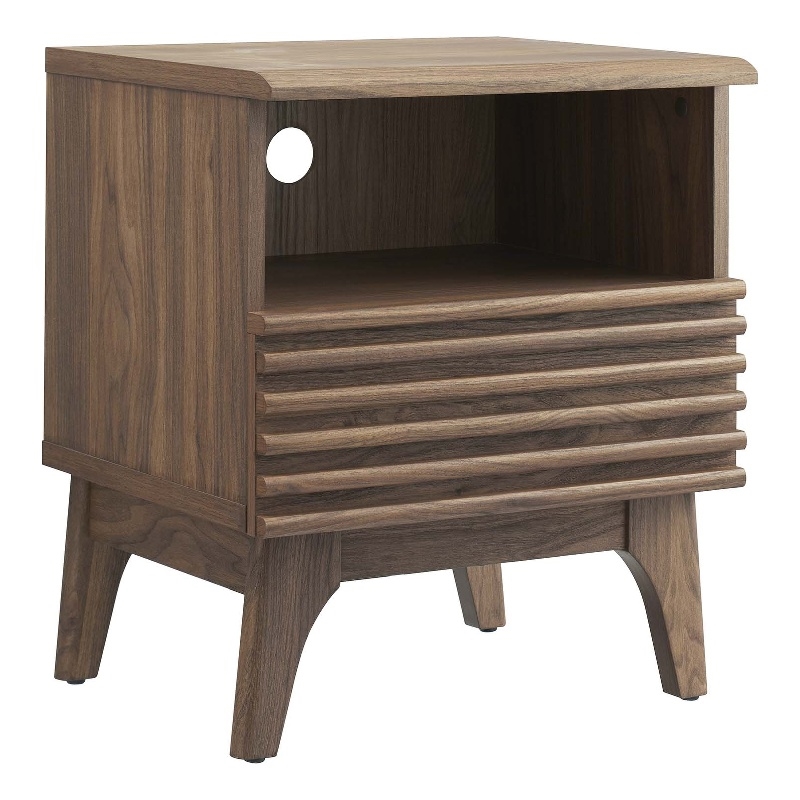 Pemberly Row Set of 2 Modern Particleboard Wood Nightstands - Walnut Finish
