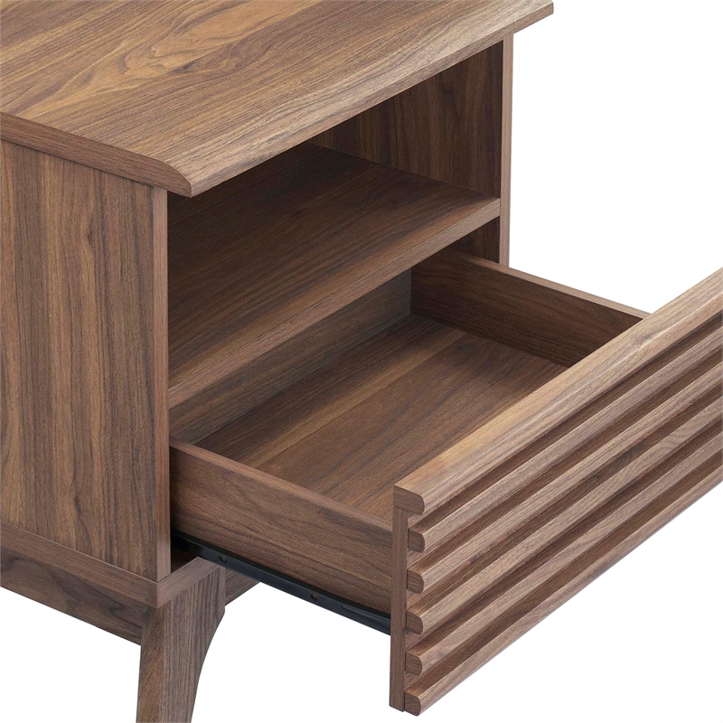 Pemberly Row Set of 2 Modern Particleboard Wood Nightstands - Walnut Finish