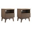 Pemberly Row Set of 2 Modern Particleboard Wood Nightstands - Walnut Finish