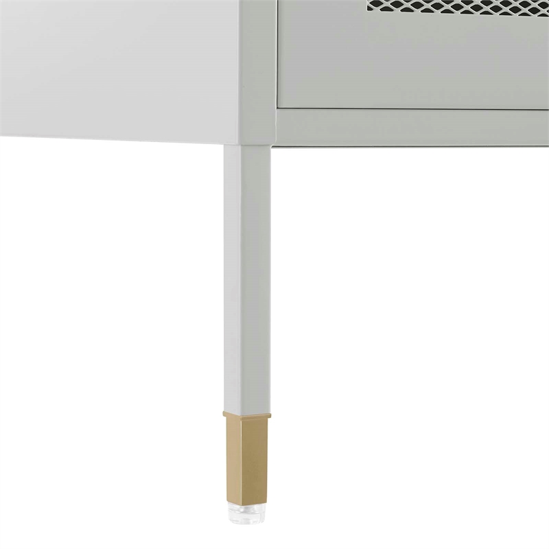 Pemberly Row Set of 2 Metal Nightstands with Adjustable Foot Pads in Light Gray