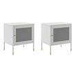 Pemberly Row Set of 2 Metal Nightstands with Adjustable Foot Pads in Light Gray
