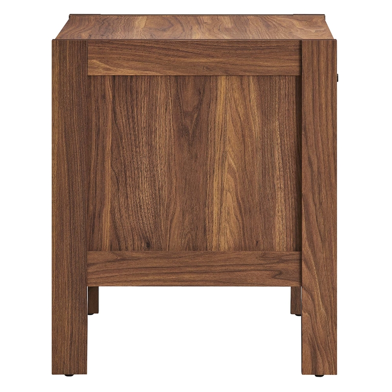 Pemberly Row Set of 2 Contemporary Nightstands in Walnut Finish