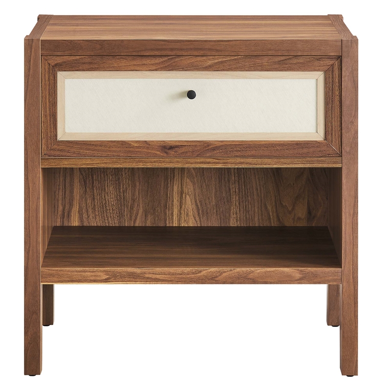 Pemberly Row Set of 2 Contemporary Nightstands in Walnut Finish
