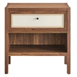 Pemberly Row Set of 2 Contemporary Nightstands in Walnut Finish