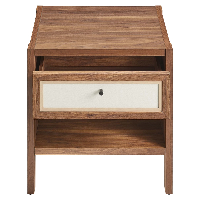 Pemberly Row Set of 2 Contemporary Nightstands in Walnut Finish