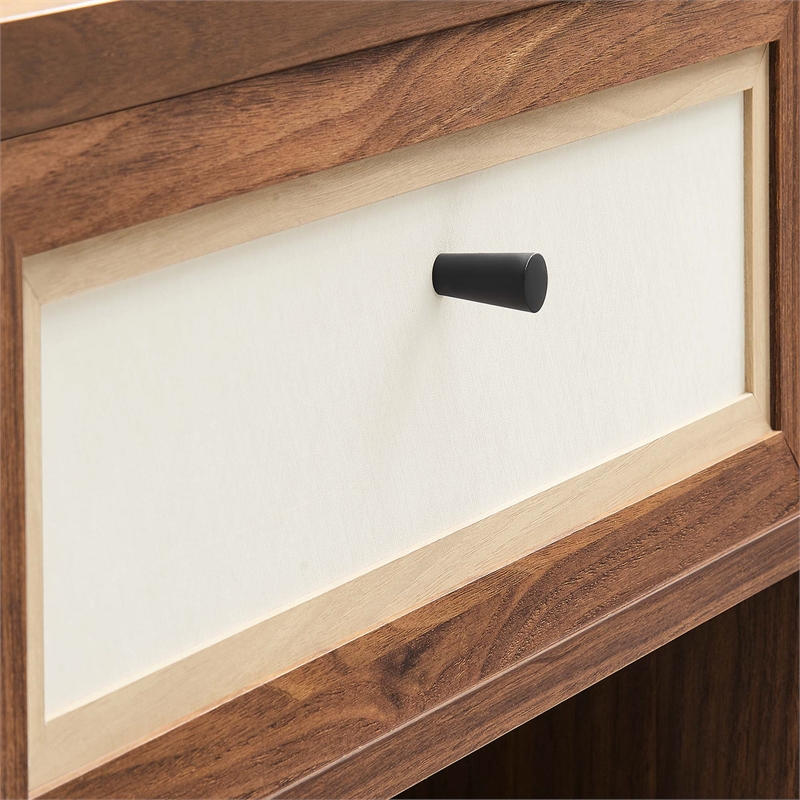Pemberly Row Set of 2 Contemporary Nightstands in Walnut Finish