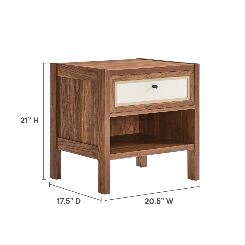 Pemberly Row Set of 2 Contemporary Nightstands in Walnut Finish