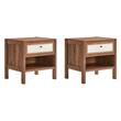 Pemberly Row Set of 2 Contemporary Nightstands in Walnut Finish