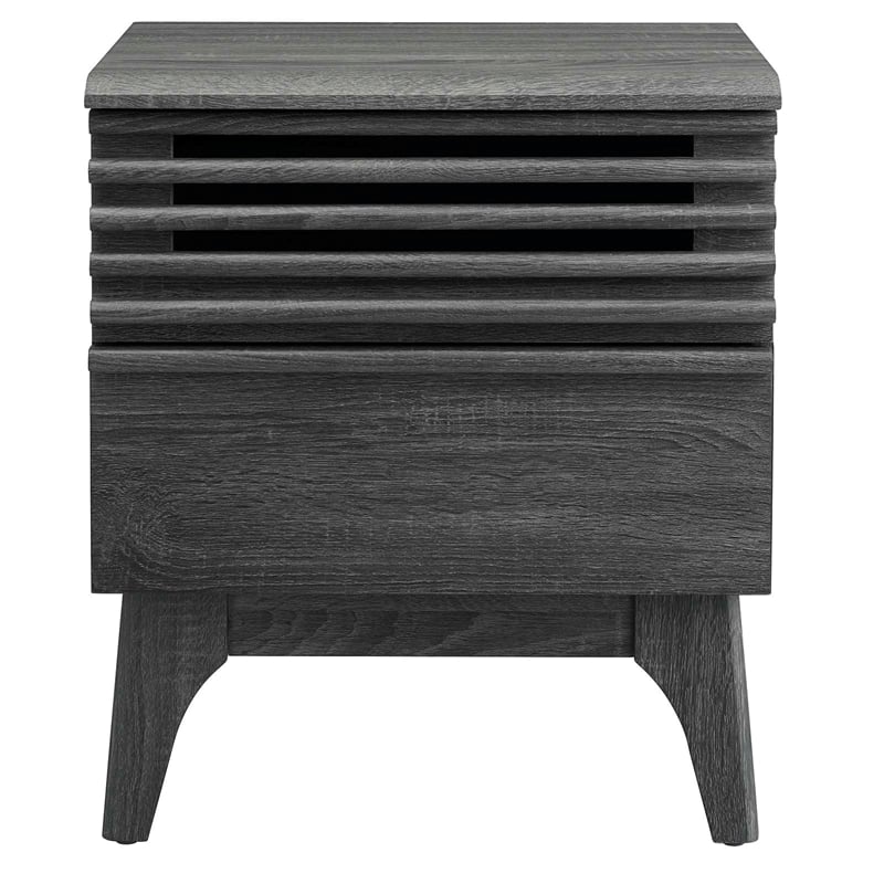 Pemberly Row Set of 2 Modern Particleboard Wood Nightstands in Charcoal Finish