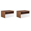 Pemberly Row Set of 2 1-Shelf Wall Mount Wood Nightstands in Walnut and White