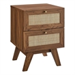 Pemberly Row Set of 2 2-Drawer Rattan MDF and Particleboard Nightstands - Walnut