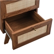 Pemberly Row Set of 2 2-Drawer Rattan MDF and Particleboard Nightstands - Walnut