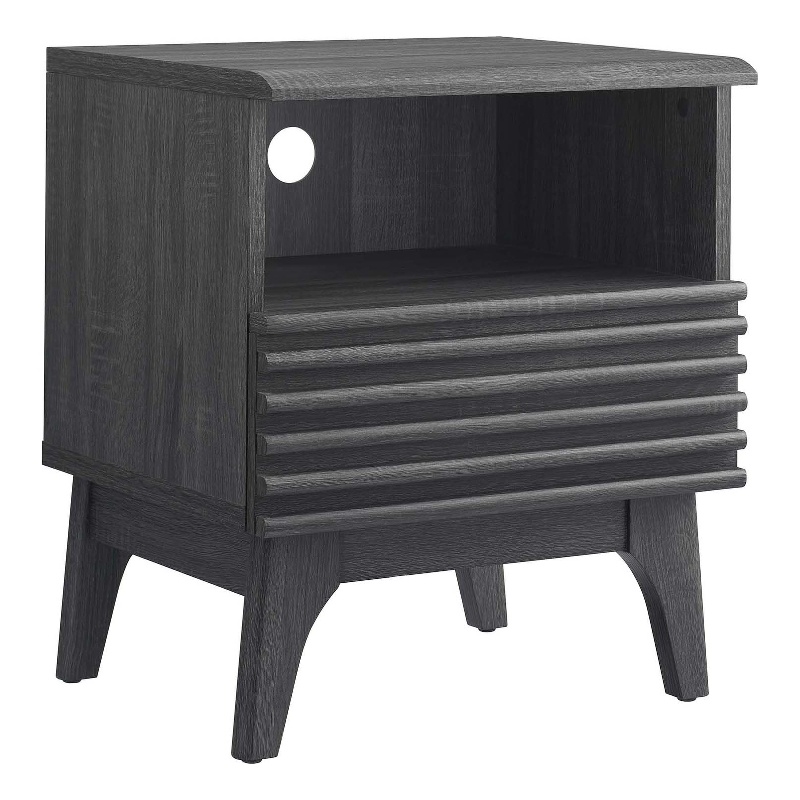 Pemberly Row Set of 2 Modern Particleboard Wood Nightstands - Charcoal Finish