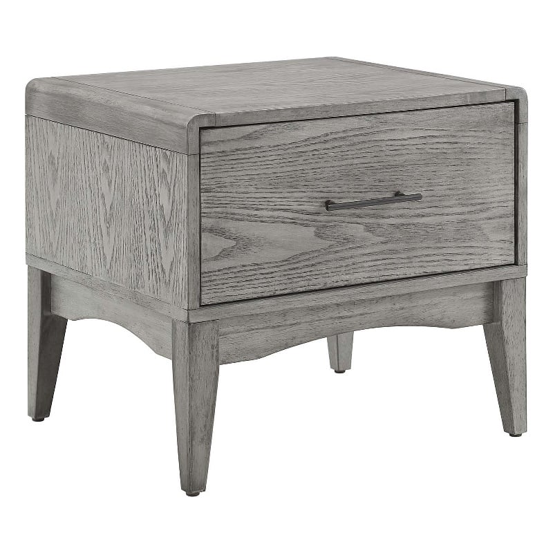 Pemberly Row Set of 2 Modern Rubberwood and Wood Nightstands in Gray Finish