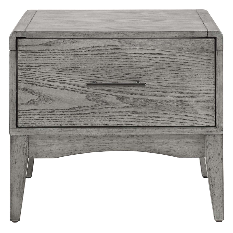 Pemberly Row Set of 2 Modern Rubberwood and Wood Nightstands in Gray Finish