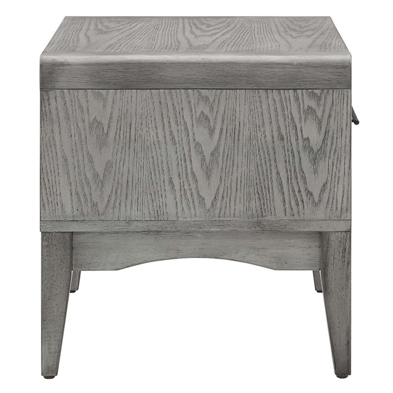 Pemberly Row Set of 2 Modern Rubberwood and Wood Nightstands in Gray Finish