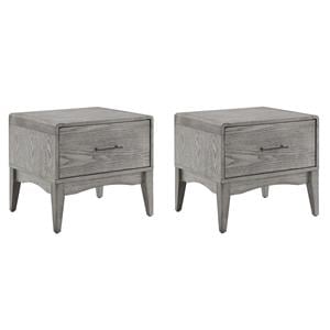 Pemberly Row Set of 2 Modern Rubberwood and Wood Nightstands in Gray Finish