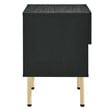 Pemberly Row Set of 2 Modern Particleboard and Rattan Nightstands in Black
