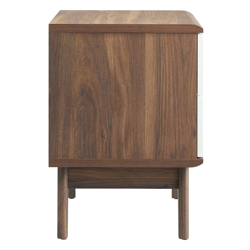 Pemberly Row Set of 2 2-Drawer Particleboard Nightstands in Walnut/White