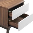 Pemberly Row Set of 2 2-Drawer Particleboard Nightstands in Walnut/White