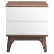 Pemberly Row Set of 2 2-Drawer Particleboard Nightstands in Walnut/White