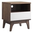 Pemberly Row Set of 2 Modern Particleboard Nightstands in Walnut/White