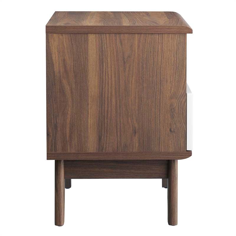 Pemberly Row Set of 2 Modern Particleboard Nightstands in Walnut/White