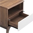 Pemberly Row Set of 2 Modern Particleboard Nightstands in Walnut/White