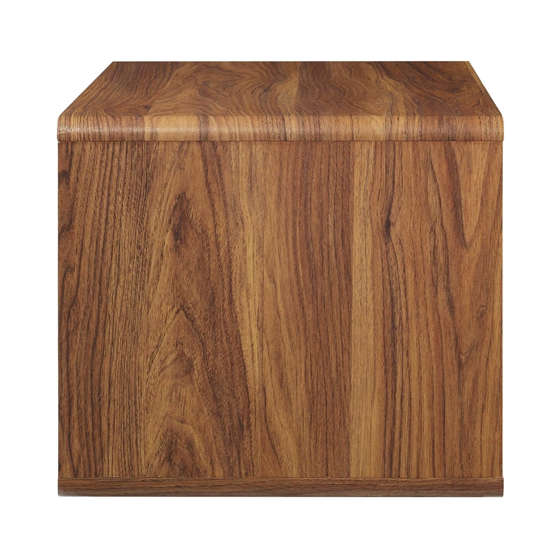 Pemberly Row Set of 2 1-Shelf Wall Mount Wood & Metal Nightstands - Walnut/White