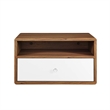Pemberly Row Set of 2 1-Shelf Wall Mount Wood & Metal Nightstands - Walnut/White