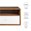 Pemberly Row Set of 2 1-Shelf Wall Mount Wood & Metal Nightstands - Walnut/White