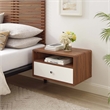 Pemberly Row Set of 2 1-Shelf Wall Mount Wood & Metal Nightstands - Walnut/White