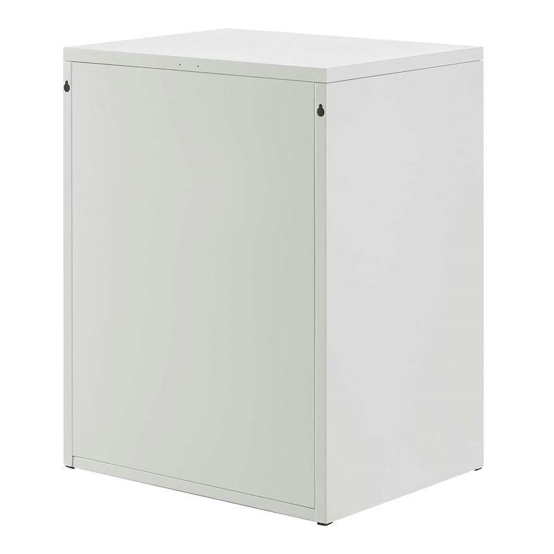 Pemberly Row Set of 2 Wall Mount Modern Metal Nightstands in Light Gray