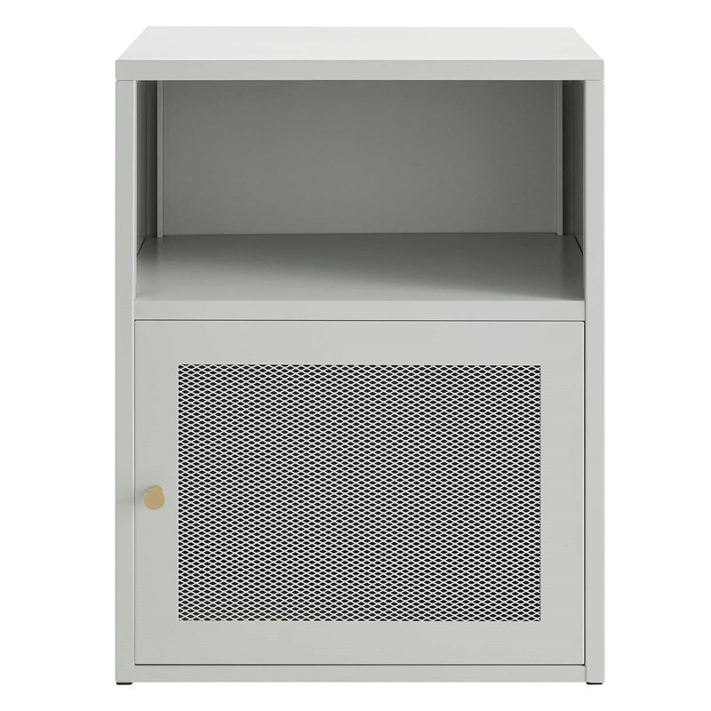Pemberly Row Set of 2 Wall Mount Modern Metal Nightstands in Light Gray