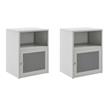 Pemberly Row Set of 2 Wall Mount Modern Metal Nightstands in Light Gray