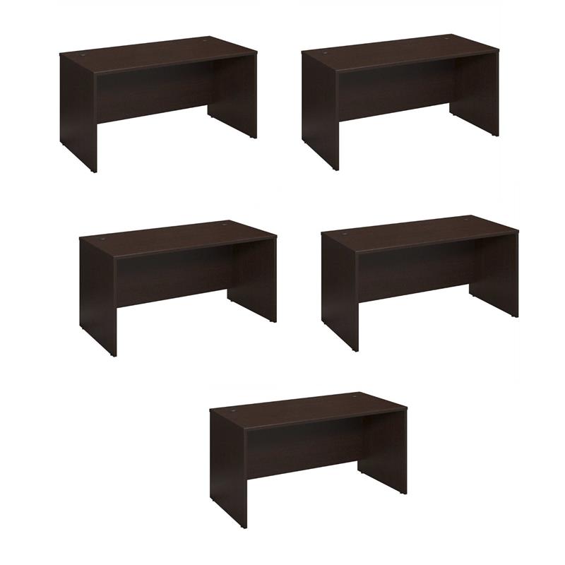 Pemberly Row Set of 5 60W x 30D Desk Shell in Mocha Cherry - Engineered Wood