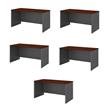 Pemberly Row Set of 5 60W x 30D Office Desk in Hansen Cherry - Engineered Wood