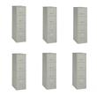Pemberly Row Set of 6 4-Drawer Letter Width Vertical File Cabinet in Light Gray