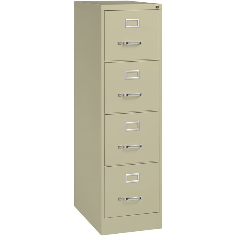 Pemberly Row Set of 6 4-Drawer Letter Width Vertical File Cabinet in Putty/Beige