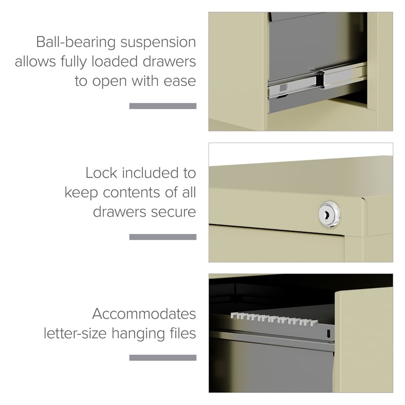 Pemberly Row Set of 6 4-Drawer Letter Width Vertical File Cabinet in Putty/Beige