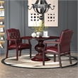 Pemberly Row Set of 15 Traditional Faux Leather Tufted Guest Chair in Oxblood