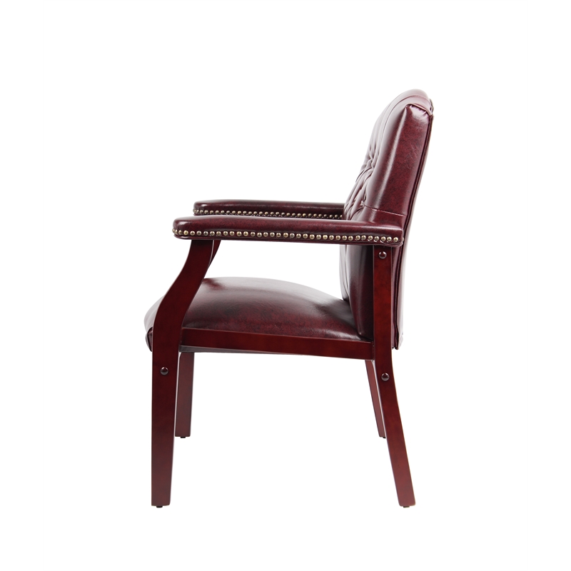 Pemberly Row Set of 15 Traditional Faux Leather Tufted Guest Chair in Oxblood