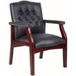 Pemberly Row Set of 15 Traditional Faux Leather Tufted Guest Chair in Black