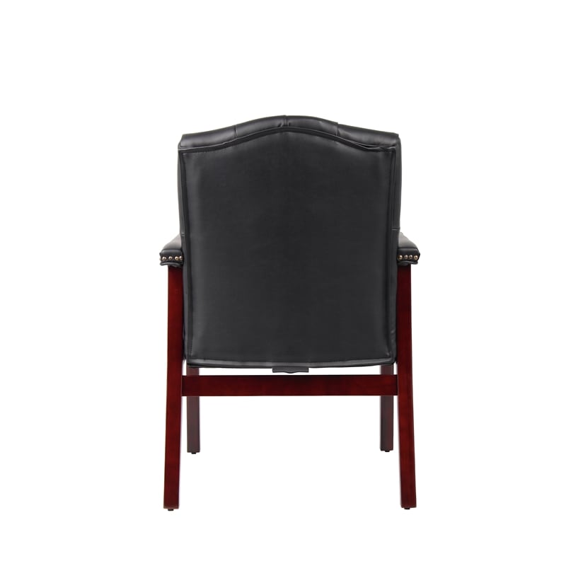 Pemberly Row Set of 15 Traditional Faux Leather Tufted Guest Chair in Black