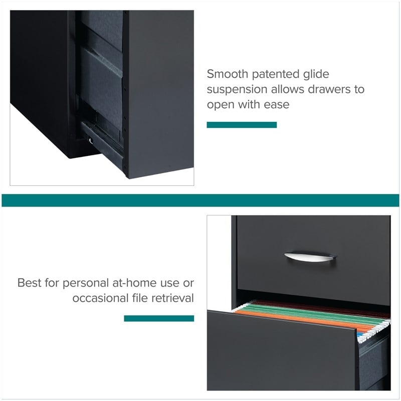 Pemberly Row Set of 18 Contemporary 3-Drawer Metal File Cabinet in Charcoal