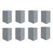 Pemberly Row Set of 8 3-Drawer Metal File Cabinet with Pencil-Drawer in Gray