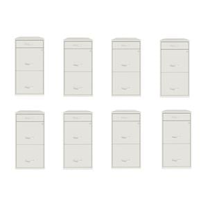 Pemberly Row Set of 8 3-Drawer Metal Organizer File Cabinet in Pearl White