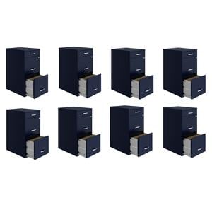 Pemberly Row Set of 8 3-Drawer Metal Organizer File Cabinet in Navy